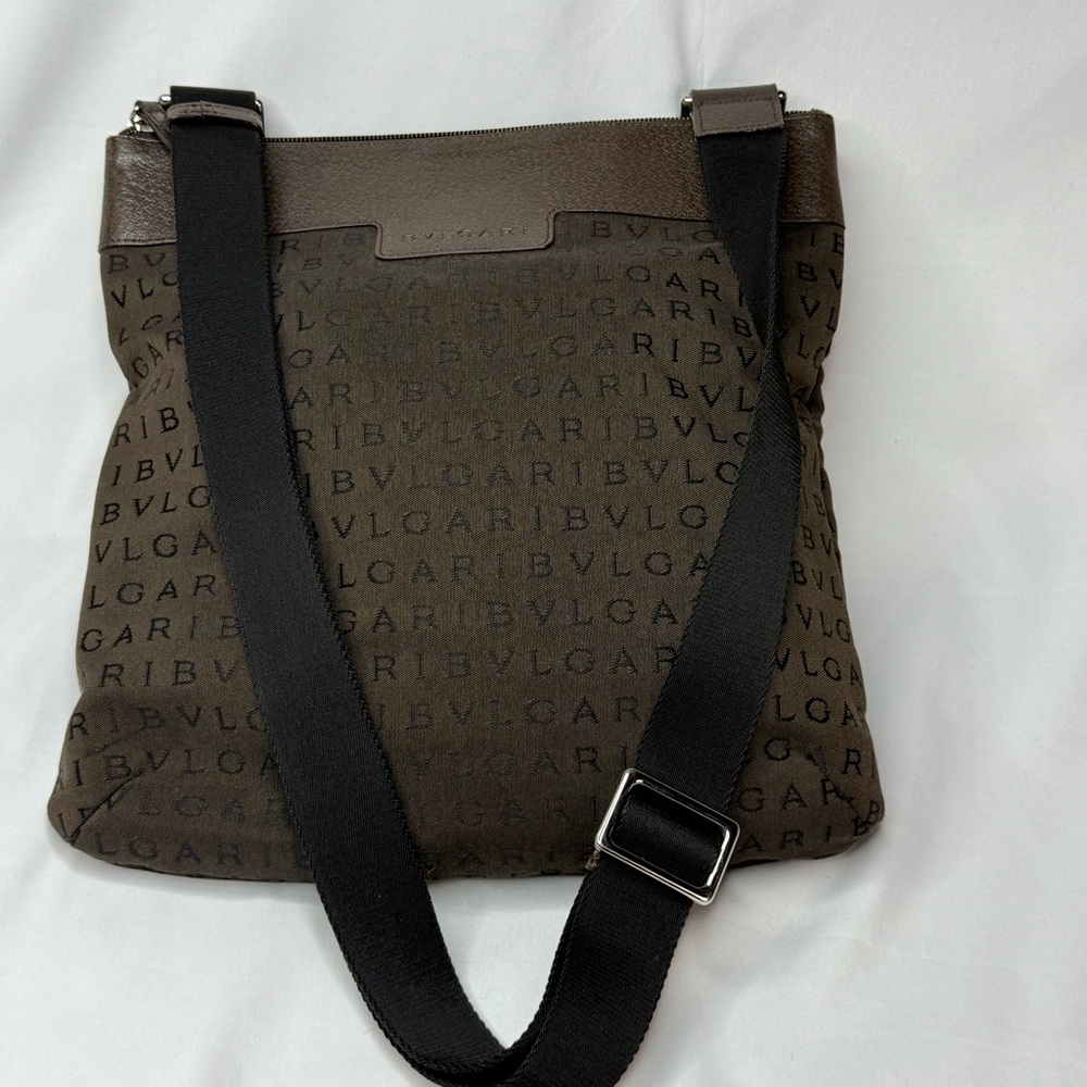 Bvlgari Logo Mania Shoulder Bag Dark Brown & Black